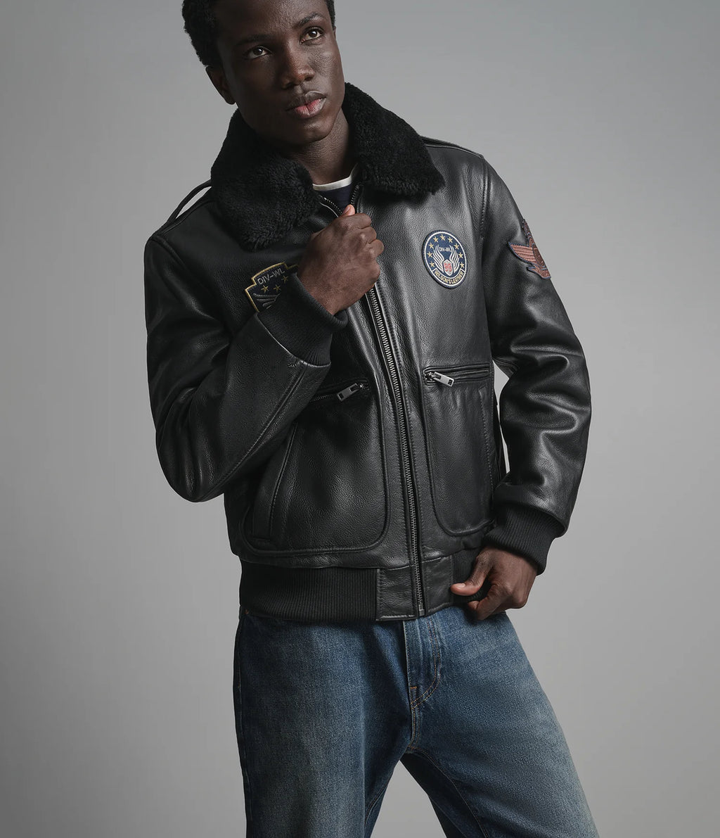 Cane Vintage Aviator Patch Bomber Jacket