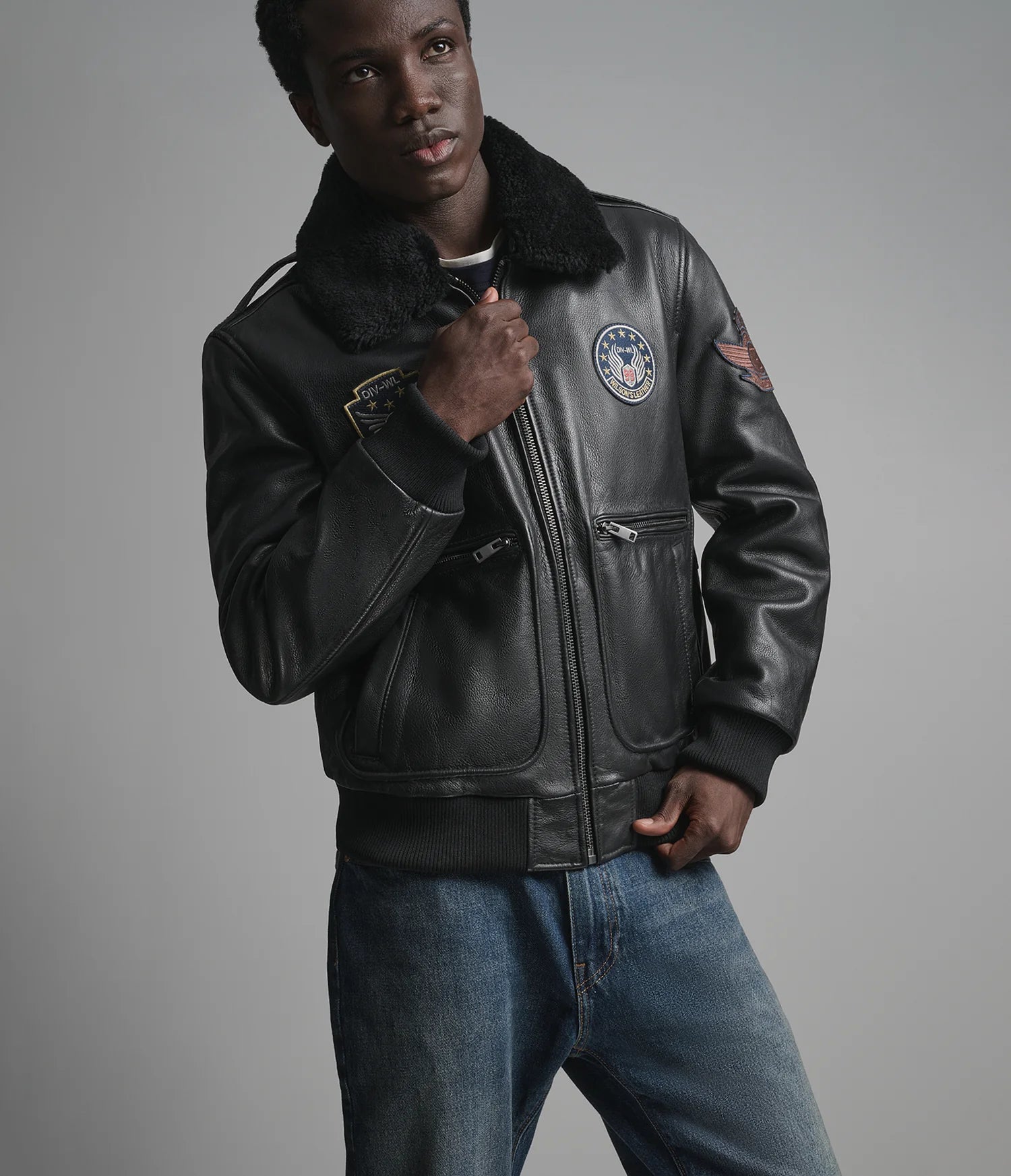 Cane Vintage Aviator Patch Bomber Jacket