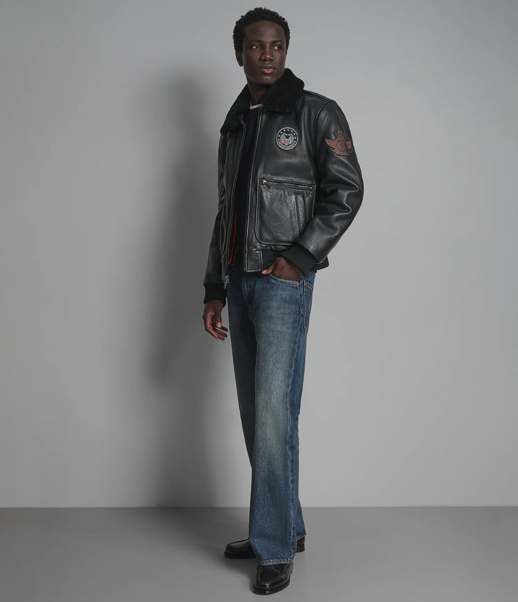 Cane Vintage Aviator Patch Bomber Jacket