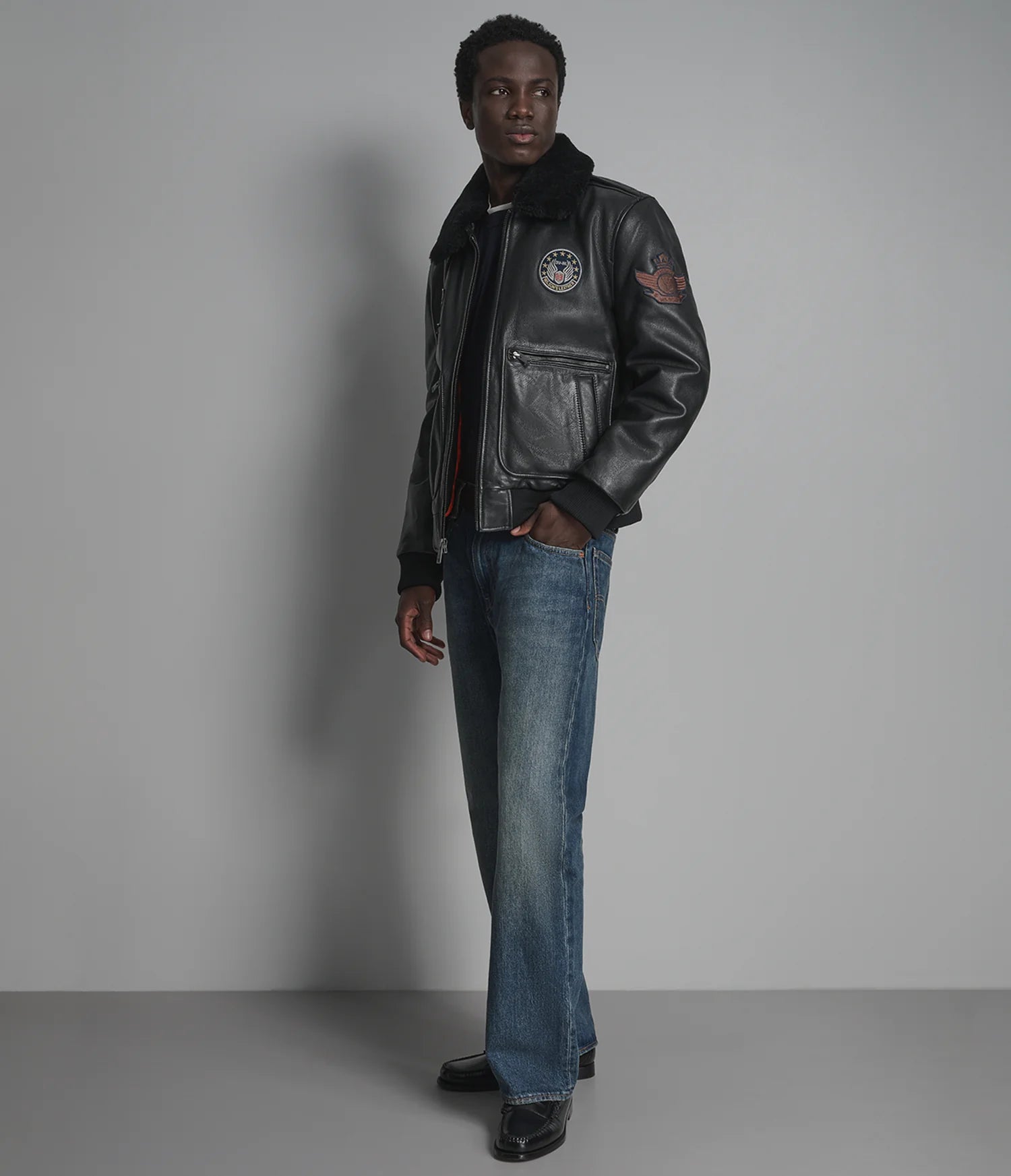 Cane Vintage Aviator Patch Bomber Jacket